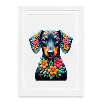 Dackel teckel teckel tekel - Affiche encadrée (27 × 37 cm) - blanc - Devant