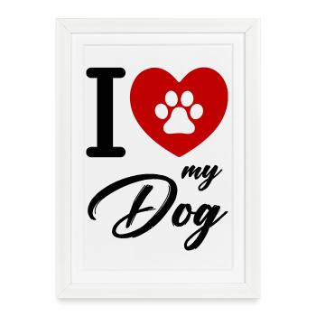 J’aime mon chien - Affiche encadrée (27 × 37 cm) - blanc - Devant