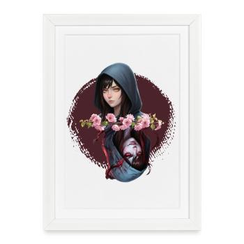 Hooded Noir Flower Rose - Framed poster (27 × 37 cm) - white - Front