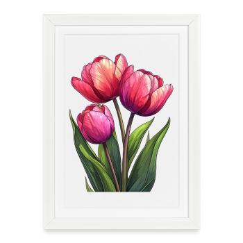 Tulipes pour le printemps - Affiche encadrée (27 × 37 cm) - blanc - Devant