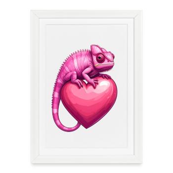 Unusual Gift Valentine's Day – Chameleon - Framed poster (27 × 37 cm) - white - Front