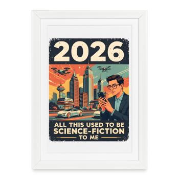 L’année 2026 — ça ressemble à de la science-fiction, n’est-ce pas ? - Affiche encadrée (27 × 37 cm) - blanc - Devant