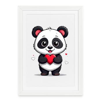 Panda avec le cœur - Affiche encadrée (27 × 37 cm) - blanc - Devant