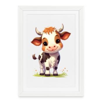 cute cow - Framed poster (27 × 37 cm) - white - Front