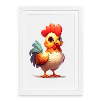 Cute Rooster - Framed poster (27 × 37 cm) - white - Front