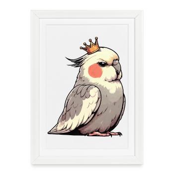 Calopsitte Calopsitte Calopsitte Oiseau calopsitte - Affiche encadrée (27 × 37 cm) - blanc - Devant