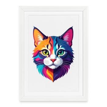 Chat - Affiche encadrée (27 × 37 cm) - blanc - Devant