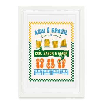 Aqui é Brasil : Cor Sabor Amor - Affiche encadrée (27 × 37 cm) - blanc - Devant