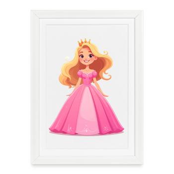 Princesse en robe rose - Affiche encadrée (27 × 37 cm) - blanc - Devant
