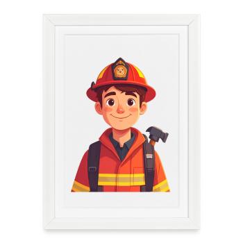 Fireman - Framed poster (27 × 37 cm) - white - Front