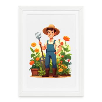 Jardinier - Affiche encadrée (27 × 37 cm) - blanc - Devant
