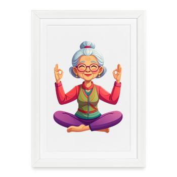 Grandma meditates - Framed poster (27 × 37 cm) - white - Front