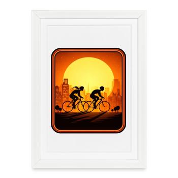 Coucher de Soleil des cyclistes - Affiche encadrée (27 × 37 cm) - blanc - Devant