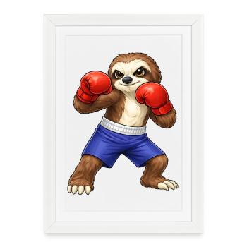 Boxeur paresseux sympa et boxeur d’arts martiaux - Affiche encadrée (27 × 37 cm) - blanc - Devant
