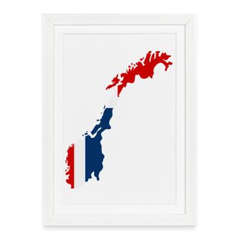 Carte de la Norvège avec drapeau - Affiche encadrée (27 × 37 cm) - blanc - Devant