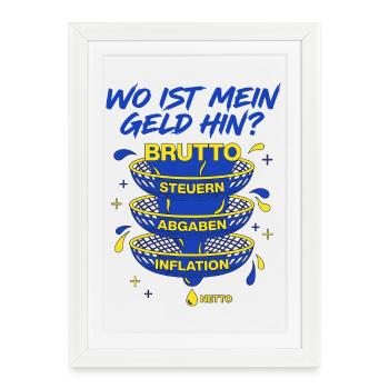 Où est passé mon argent pour filtrer le bruit net - Affiche encadrée (27 × 37 cm) - blanc - Devant