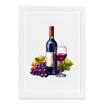 Vin rouge / Vin - Affiche encadrée (27 × 37 cm) - blanc - Devant