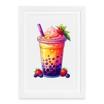 Thé à bulles - Affiche encadrée (27 × 37 cm) - blanc - Devant
