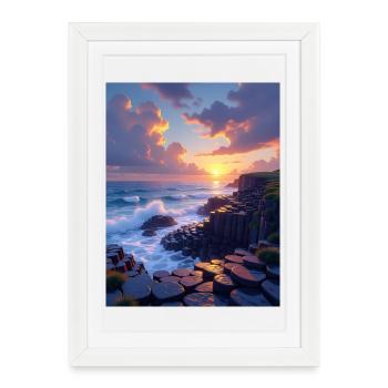Chaussée des géants, Irlande du Nord - Affiche encadrée (27 × 37 cm) - blanc - Devant