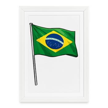 Art du drapeau brésilien - Affiche encadrée (27 × 37 cm) - blanc - Devant