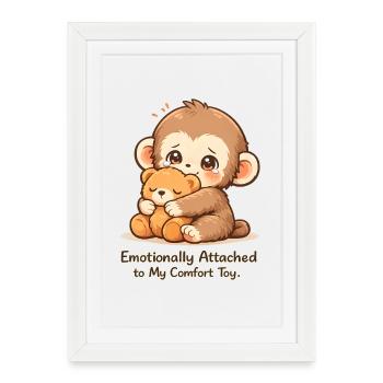 Punch Monkey Sad Cute Aesthetic Tee. - Affiche encadrée (27 × 37 cm) - blanc - Devant