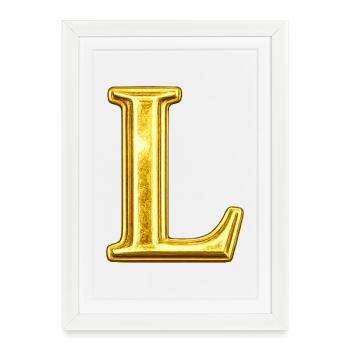 Monogramme en L d’or - Affiche encadrée (27 × 37 cm) - blanc - Devant