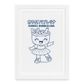 Kawaii Bubblelina - Neon Blue - Framed poster (27 × 37 cm) - white - Front