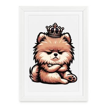 Poméranien Poméranien Spitz Chien Miniature Spitz Holder - Affiche encadrée (27 × 37 cm) - blanc - Devant