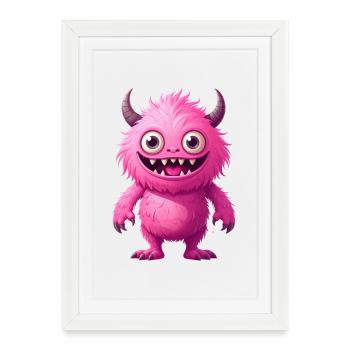 Monstre Rose - Affiche encadrée (27 × 37 cm) - blanc - Devant