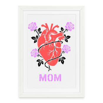 Maman des Roses du Cœur Anatomique - Affiche encadrée (27 × 37 cm) - blanc - Devant