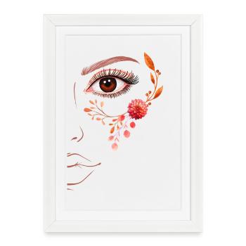 Bohème, art en ligne florale - Affiche encadrée (27 × 37 cm) - blanc - Devant