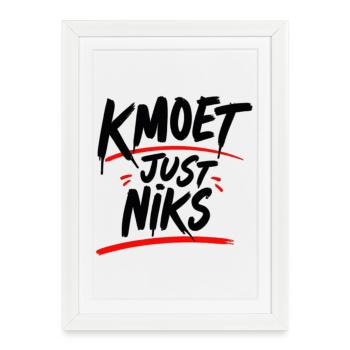 KMOET Just Niks Rouge Accent - Affiche encadrée (27 × 37 cm) - blanc - Devant