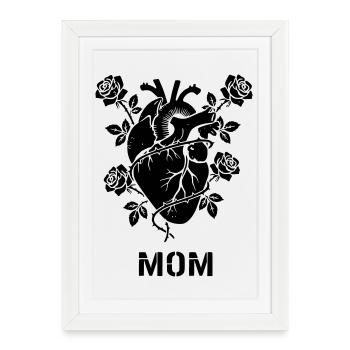 Anatomical Heart Roses Mom - Framed poster (27 × 37 cm) - white - Front