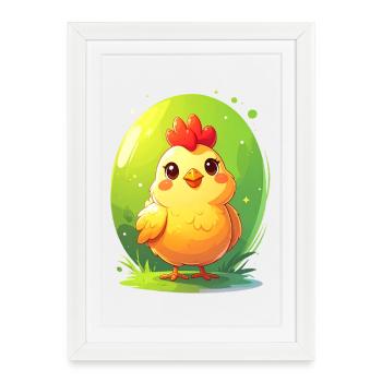 Cute chicken - Framed poster (27 × 37 cm) - white - Front