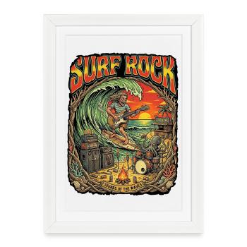Fête de plage Surf Rock - Affiche encadrée (27 × 37 cm) - blanc - Devant