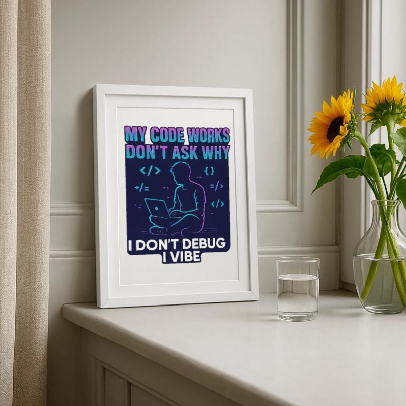 My Code Works Don't Ask Why – Lustiges Programmier Gerahmtes Poster (27 × 37 cm)