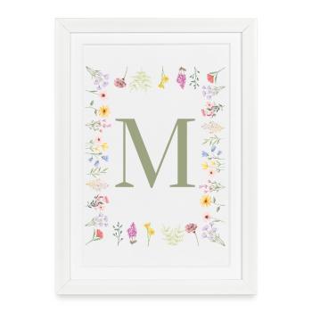Initial M Floral Monogram - Framed poster (27 × 37 cm) - white - Front