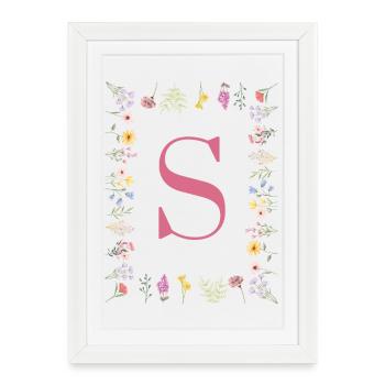 Initial S Floral Monogram - Framed poster (27 × 37 cm) - white - Front