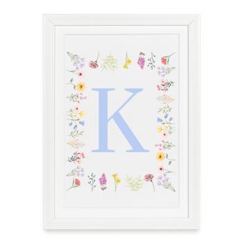 Feminine Flower Monogram K - Framed poster (27 × 37 cm) - white - Front