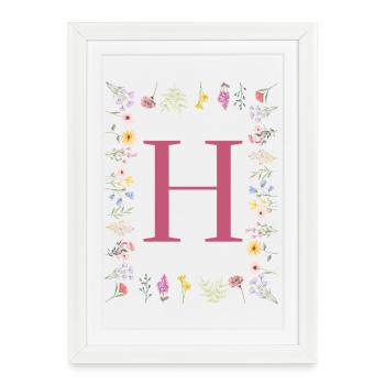Floral initials "H", letters monogram - Framed poster (27 × 37 cm) - white - Front