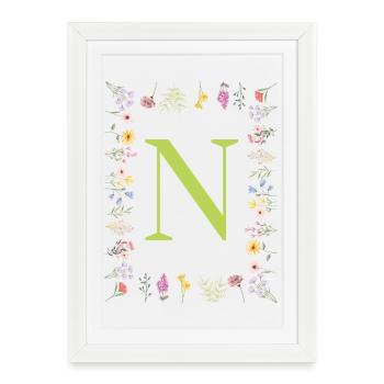 Floral Initials " N ", Letters Monogram - Framed poster (27 × 37 cm) - white - Front