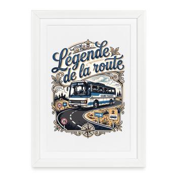 Chauffeur de bus conducteur conductrice de bus car - Affiche encadrée (27 × 37 cm) - blanc - Devant