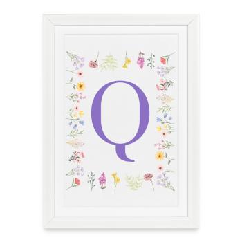 Monogram "Q", floral initials - Framed poster (27 × 37 cm) - white - Front