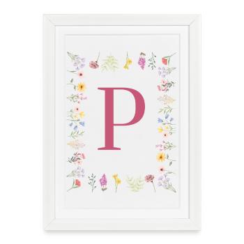 Floral initials "P", letters monogram - Framed poster (27 × 37 cm) - white - Front