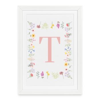 Floral initials "T", letters monogram - Framed poster (27 × 37 cm) - white - Front