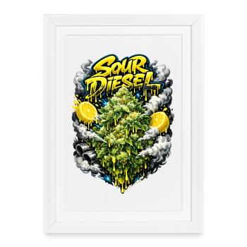 Typographie de la souche diesel acide Imprimé - Affiche encadrée (27 × 37 cm) - blanc - Devant