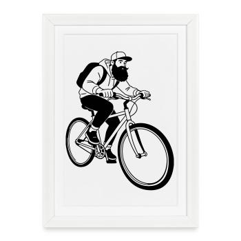 Hipster moto - Affiche encadrée (27 × 37 cm) - blanc - Devant