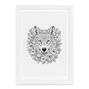 Sacred Wolf Geometry Art - Framed poster (27 × 37 cm) - white - Front