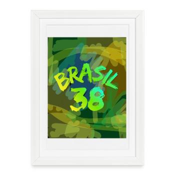 Néon Brush Brasil 38 - Affiche encadrée (27 × 37 cm) - blanc - Devant