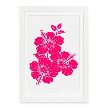 Fuchsia Pink Hibiscus Flowers - Framed poster (27 × 37 cm) - white - Front